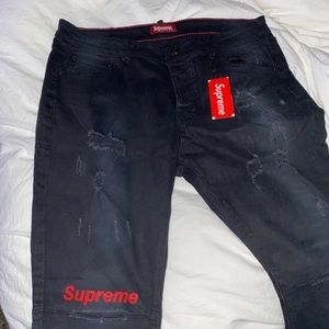 Supreme Black Distressed Jeans